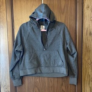 Gray Scuba cropped  Hooded Sweatshirt
